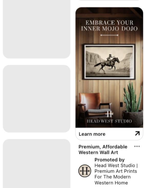 Pinterest ad creative — Head West Prints