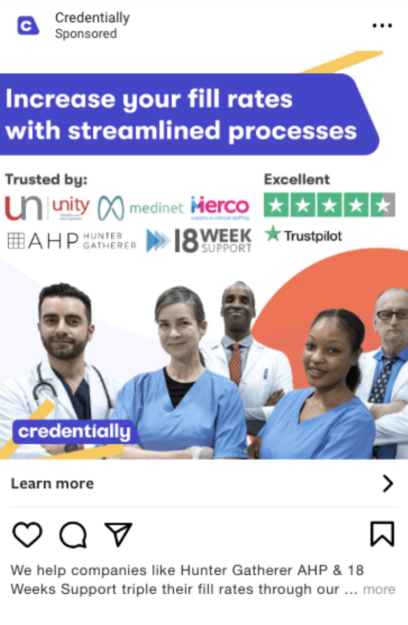 Drop full ad post screenshot, Meta (caption + creative)