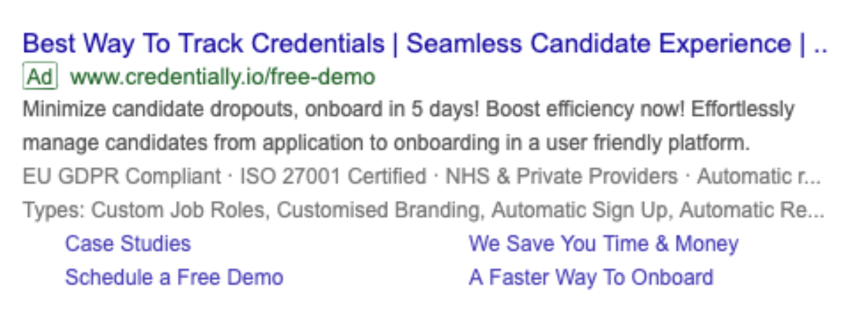 Drop Google search ad screenshot