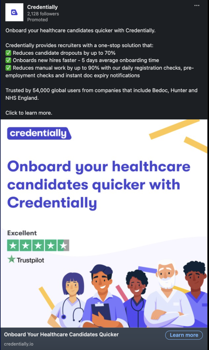 Drop full ad post screenshot, LinkedIn (caption + creative)